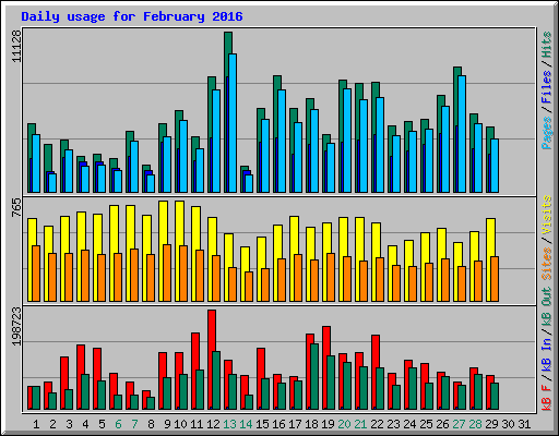 Daily usage for February 2016