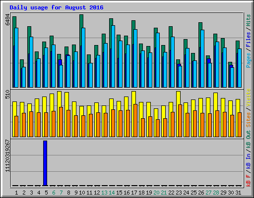 Daily usage for August 2016