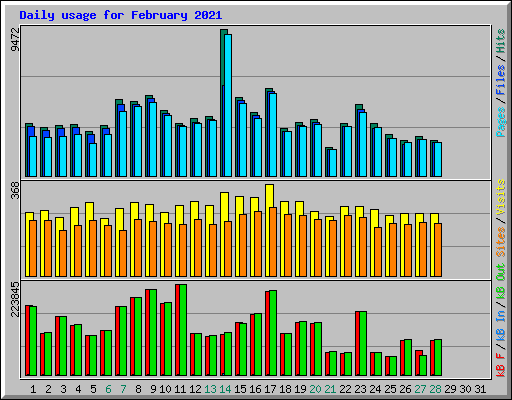 Daily usage for February 2021