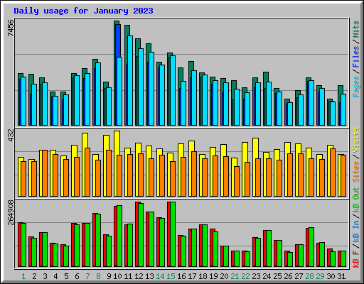 Daily usage for January 2023