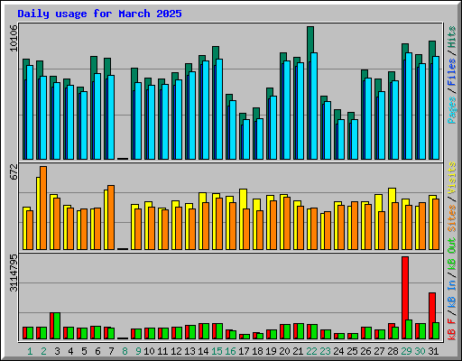Daily usage for March 2025