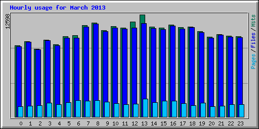Hourly usage for March 2013