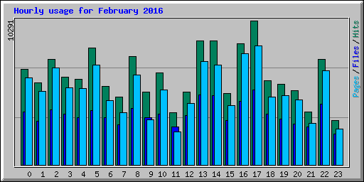 Hourly usage for February 2016