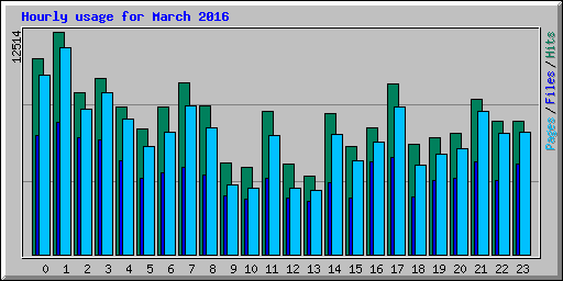 Hourly usage for March 2016