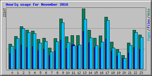 Hourly usage for November 2016